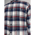 Camisa quadriculada de linha casual masculina para jovens